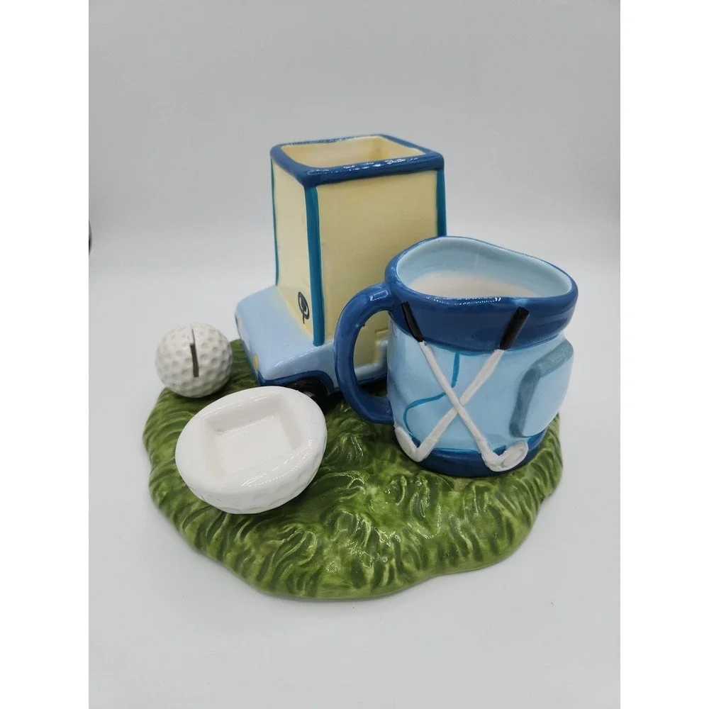 Golf Themed‎ Gift Planter Office Desk Card Holder Blue Green  RARE!